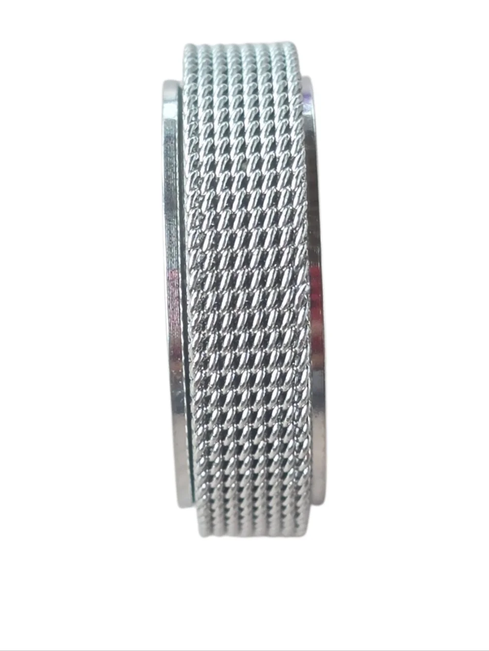 New Men's Silver Textured Stainless Steel Spinner Band - Silver Size 11